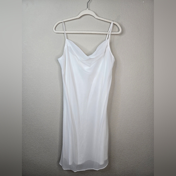 Tash and Sophie Womens Mini Dress Sz L Slip Silhouette Draped Bodice Cowl Neck - Picture 2 of 13